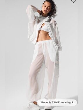 Alo Sheer Game Time Wide Leg Joggers, White, Size M